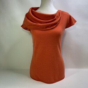 Cashmere Caché 100% Cashmere Cowl-Neck Top Orange Soft Lightweight S